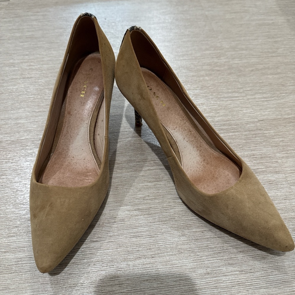 Coach Tan Suede Heels